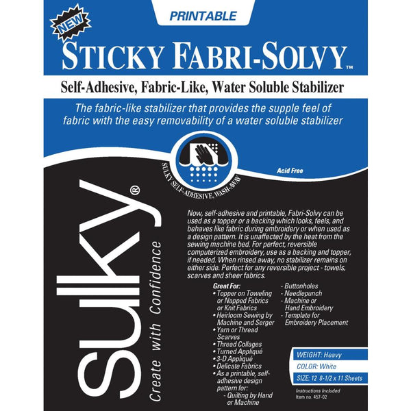 Sulky Sticky Fabri-Solvy 12 Sheet Pack