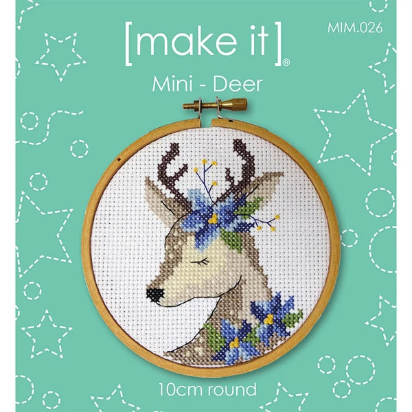 Make It - Mini Deer 10cm Round Cross Stitch Kit MIM.026