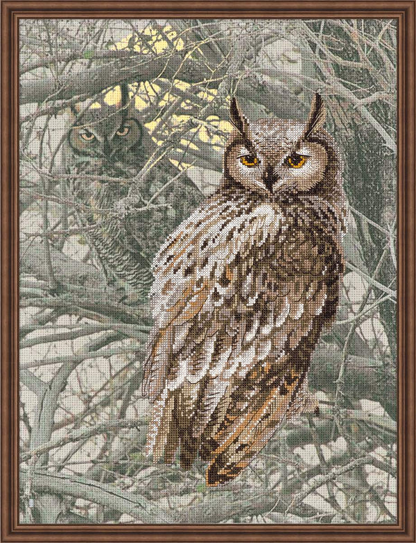 Eagle Owl - Riolis Cross Stitch Kit with Pre-Printed Background 0038PT