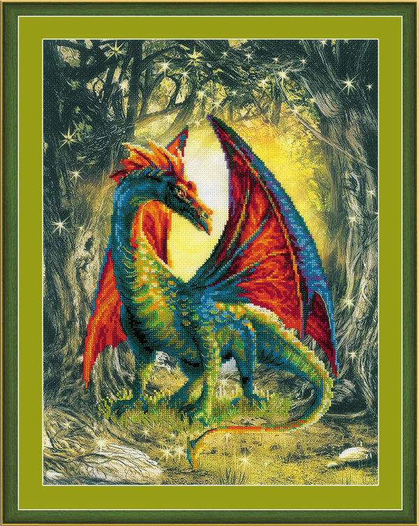 Forrest Dragon - Riolis Cross Stitch Kit with Pre-Printed Background 0057PT