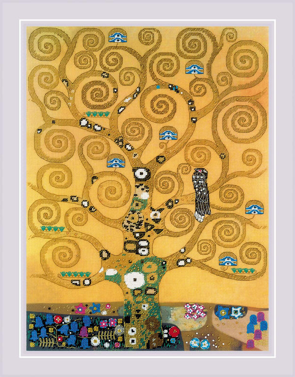 The Tree of Life after G. Klimt's Painting - Riolis Cross Stitch Kit with Pre-Printed Background  0094PT