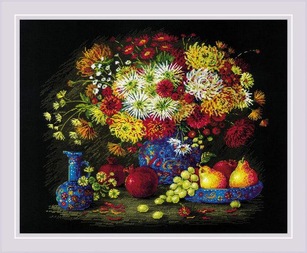 Still Life with Chrysanthemums - Riolis Cross Stitch Kit 2068