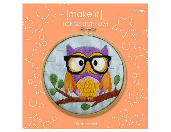 Make It - Owl - 15cm Round Long Stitch Kit 585205