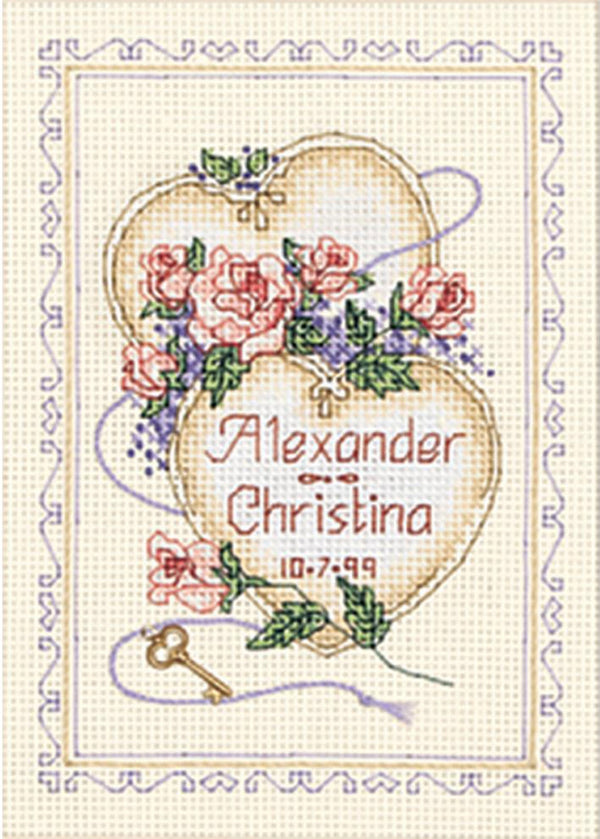 United Hearts Wedding Record Cross Stitch Kit 6730 by Dimensions