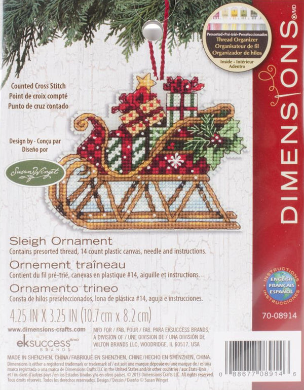 Sleigh Ornament - Dimensions Counted Cross Stitch Kit 70-08914