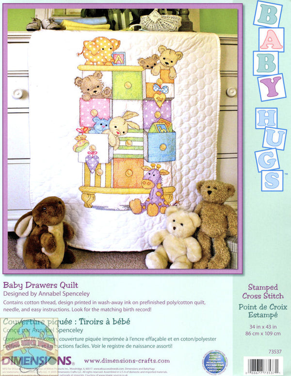Dimensions Baby Drawers Quilt Stamped Cross Stitch Kit 73537