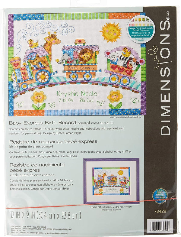 Baby Express Birth Record Cross Stitch Kit by Dimensions 73428