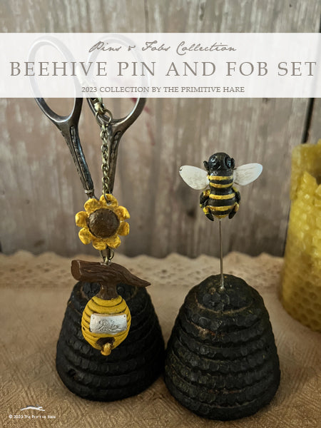 Beehive Fob and Bee Pin Set by The Primitive Hare