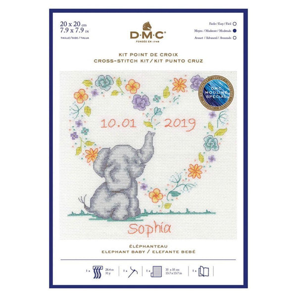 Elephant Baby by DMC - Birth Record Cross Stitch Kit BK1879