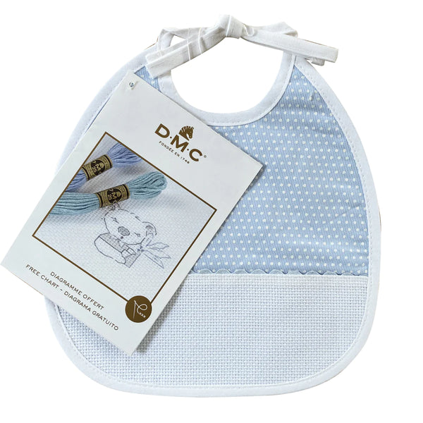 DMC Baby Bib Blue with White Dots - 6 Month Old