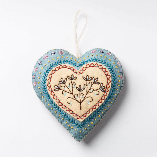 Embroidered Heart Wool Mix Felt Craft Kit by Corinne Lapierre
