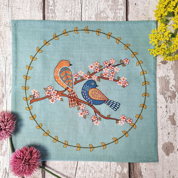 Birds & Blossoms Printed Linen Embroidery Kit by Corinne Lapierre