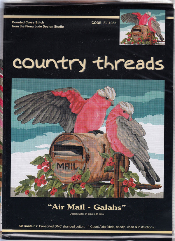 Air Mail Galahs Cross Stitch Kit FJ-1085 by Country Threads