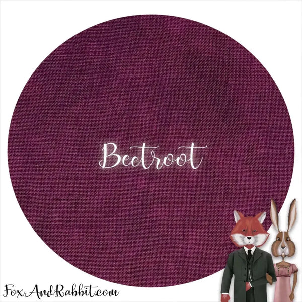 Fox and Rabbit - 36 Count Linen - Beetroot