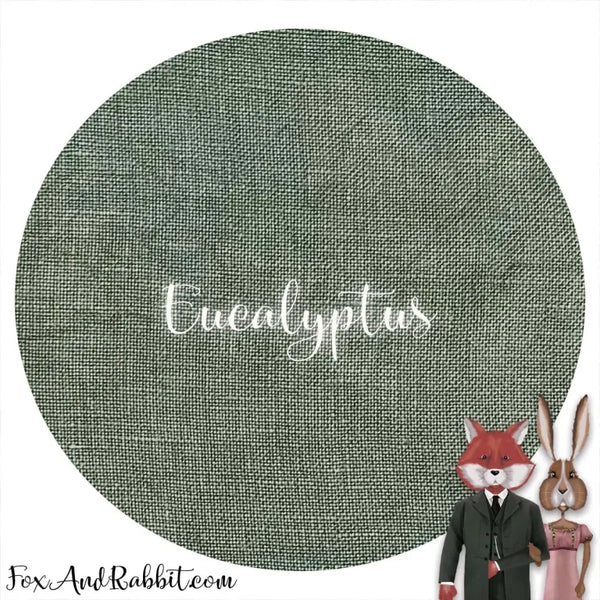 Fox and Rabbit - 36 Count Linen - Eucalyptus