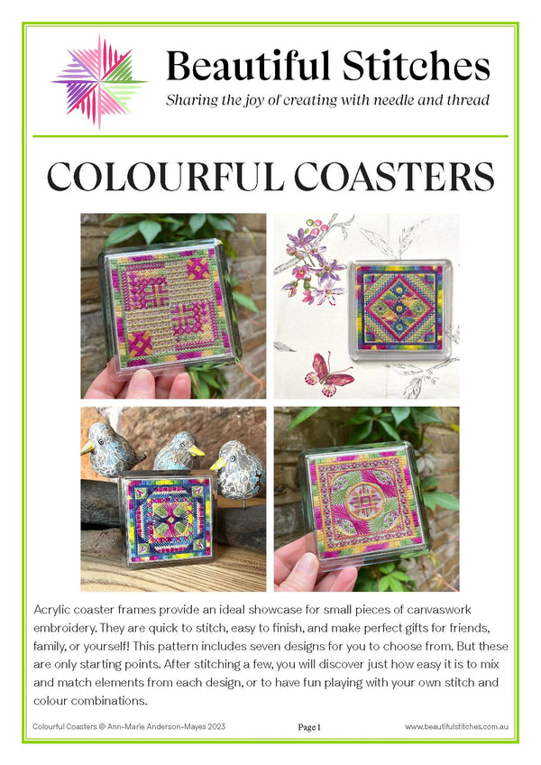 Colourful Coasters Pattern by Beautiful Stitches