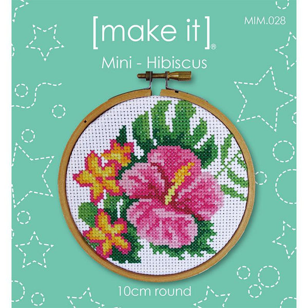 Make It - Mini Hibiscus 10cm Round Cross Stitch Kit MIM.028