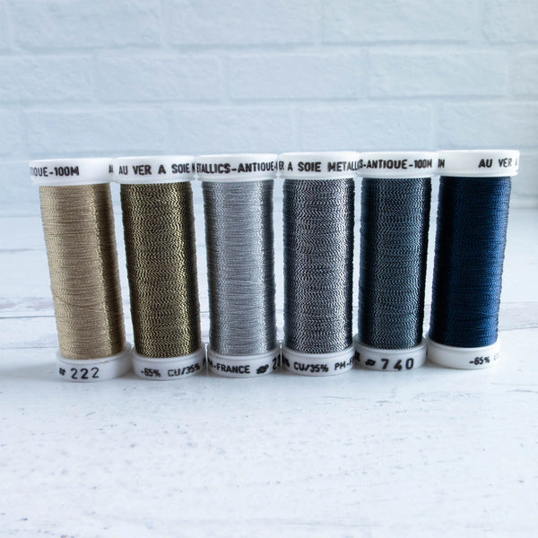Au Ver A Soie - 6 Pack of Metallic Threads - Antique 1