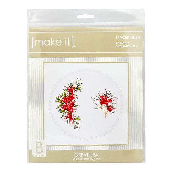 Grevillea Linen Embroidery Doily 585312 by Make-IT