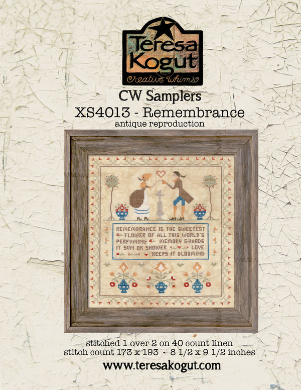 Remembrance Antique Reproduction XS4013 CW Samplers by Teresa Kogut