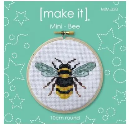 Make It - Mini Bee 10cm Round Cross Stitch Kit MIM.038