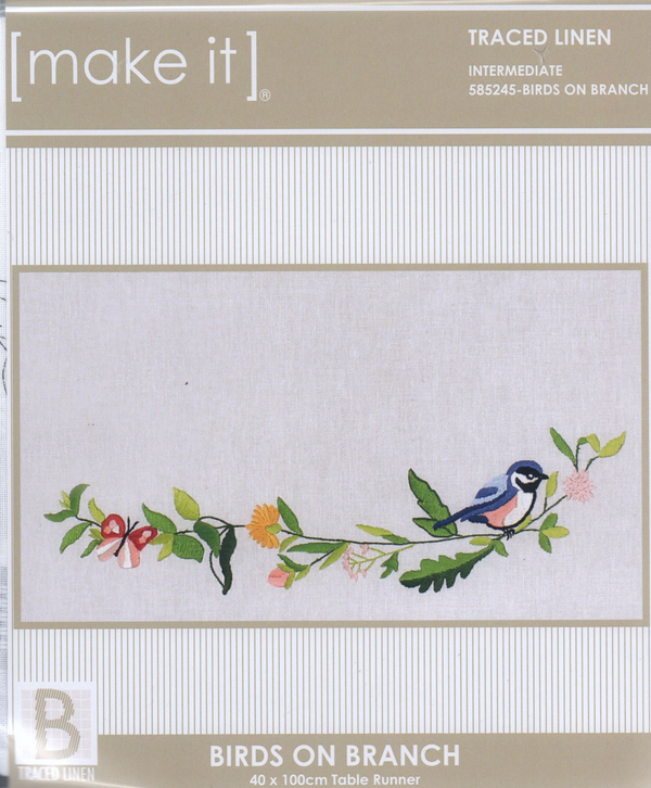 Birds on Branch Traced Linen Table Runner 585245 by Make-IT