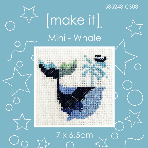 Make It - Mini Whale 7 x 6.5cm Cross Stitch Kit