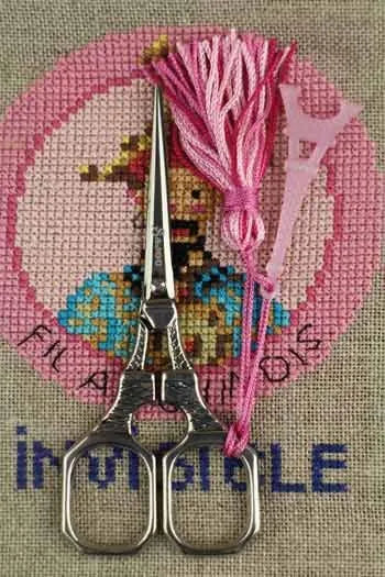 Sajou Chromed Embroidery Scissors Pink Eiffel Tower