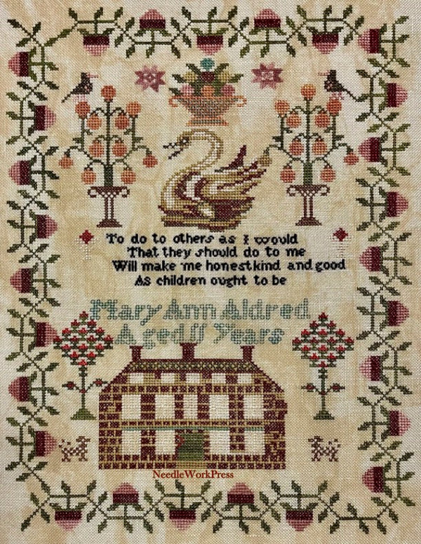 Mary Ann Aldred Sampler - Reproduction Sampler Pattern by NeedleWorkPress