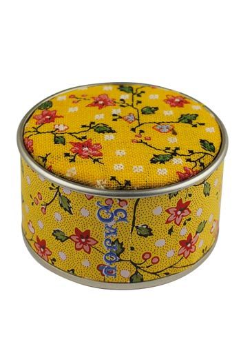 Sajou Round Tin Cross Stitch Kit - Yellow Indienne