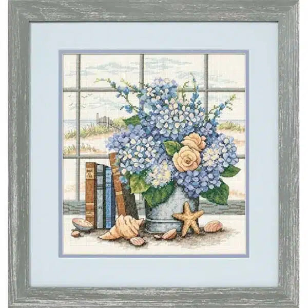 Hydrangeas and Shells  - Dimensions Counted Cross Stitch Kit 35166