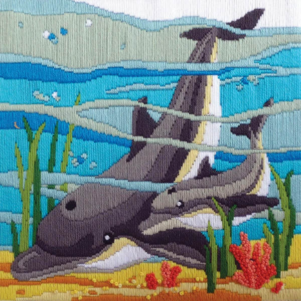 Dolphins Long Stitch Kit FLS-5025 by Country Threads