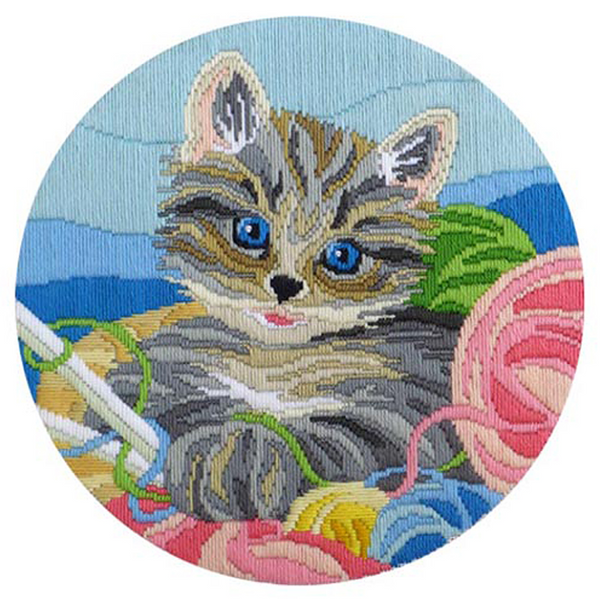 Knittin' Kitten Long Stitch Kit FLS-5006 by Country Threads