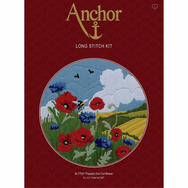 Poppies and Cornflower Long Stitch Kit AL77521 by Anchor