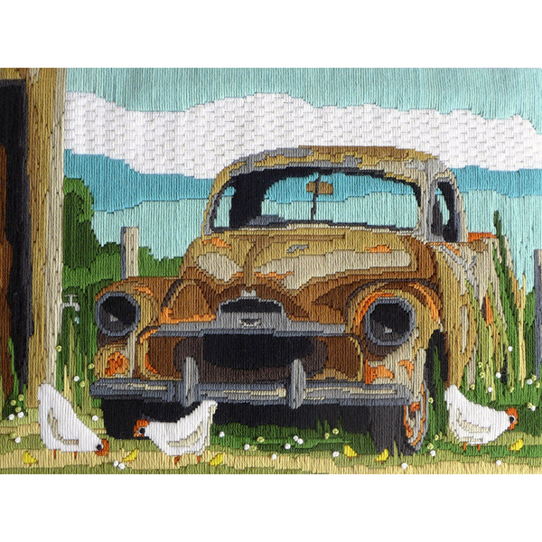 Rusty Old Car 30cm x 40cm by Country Threads Long Stitch Kit