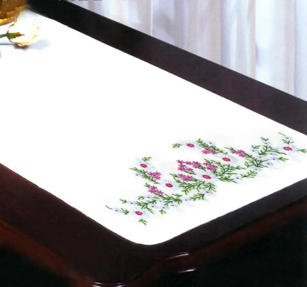Meadow Flowers Table Runner (Dresser Scarf) - Stamped Embroidery by Tobin Home Crafts - T231050