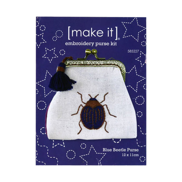 Blue Beetle Embroidery Purse Kit by Make IT