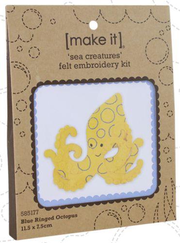 Blue Ringed Octopus - Sea Creatures Felt Embroidery Kit by Make It 585177