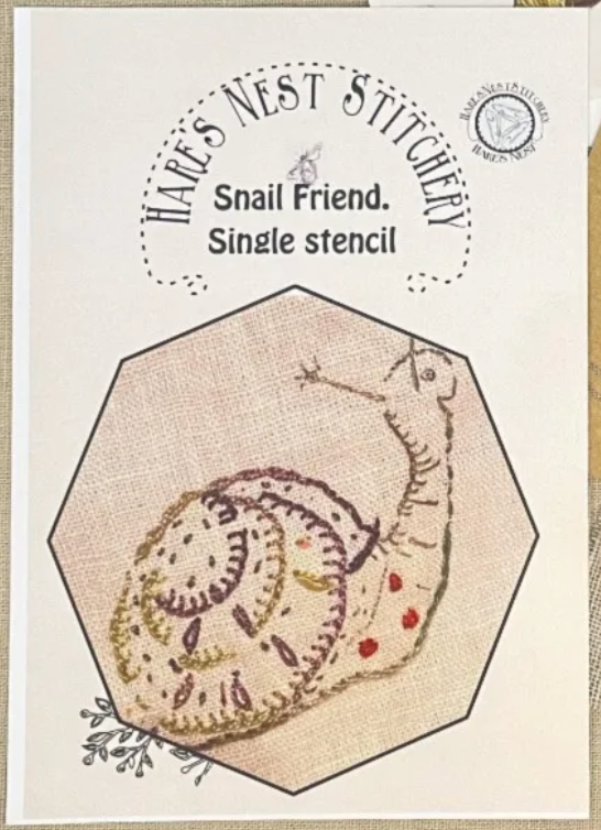 Snail Friend Single Stencil by Hares Nest Stitcher