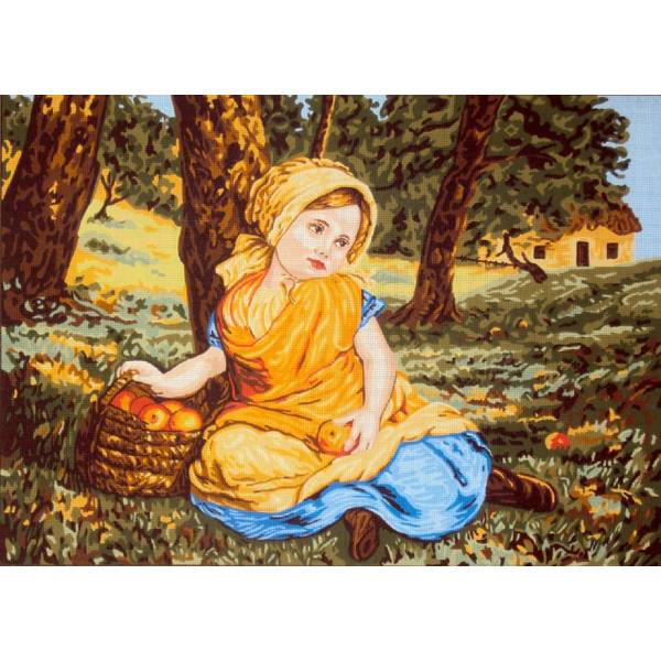 Girl Picking Apples Tapestry Canvas by Gobelin L 10.548