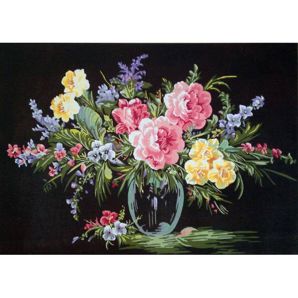 Flowers in Glass Vase Well Tapestry Canvas by Gobelin L 10.550