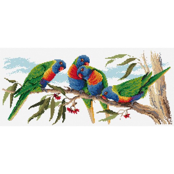 Colourful Lorikeets FJ-1013 by Country Threads