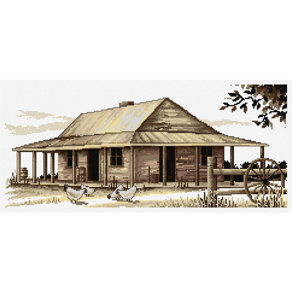 Sepia Settlers' Cottage FJP-1041 by Country Threads