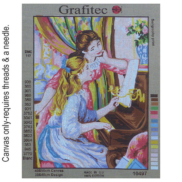 Girls at Piano (Renoir) - Tapestry Canvas by Grafitec 10497