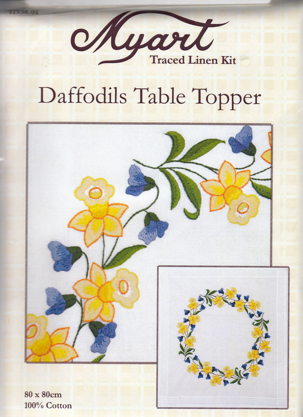 Traced Linen Kit Daffodils Table Topper by Myart - 11938.01