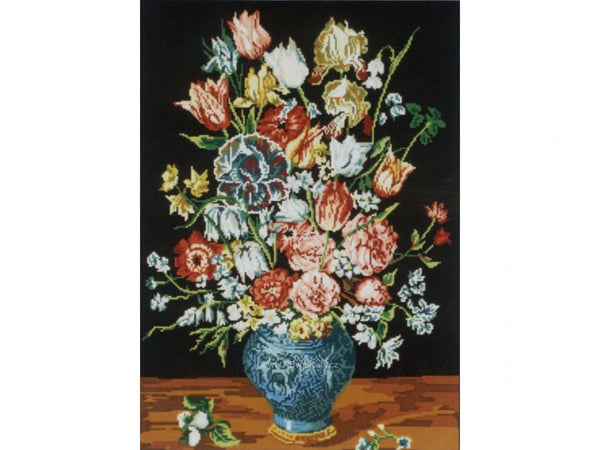 Flowers in Blue Vase Well Tapestry Canvas by Gobelin L 10.510