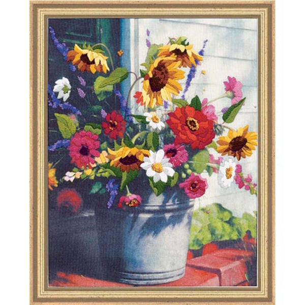 Bucket of Flowers Crewel Embroidery Kit - 1534 by Dimensions