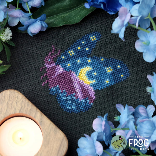 Mountain Moonrise Moth by Fine Frog Stitching