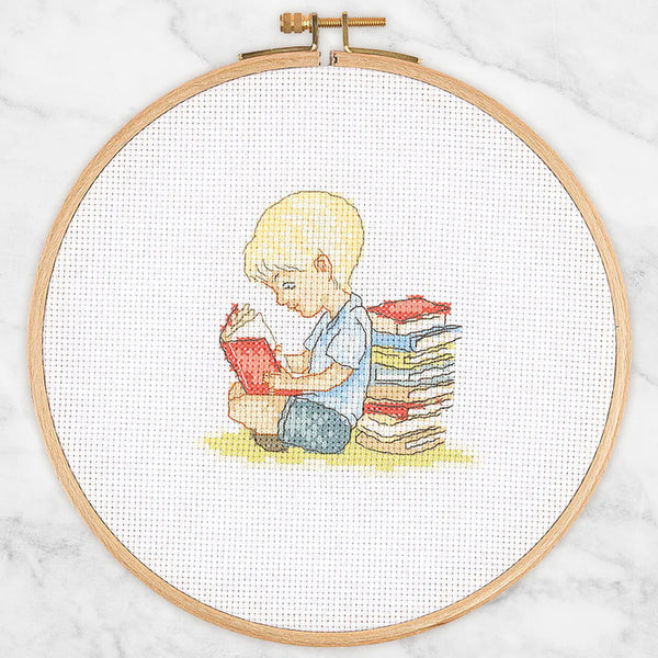 Bookworm Boy Cross Stitch Kit by Tuva E2003