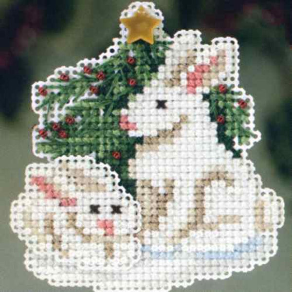 Winter Bunnies - Mill Hill Winter Holiday Beaded Magnet Cross Stitch Kit (MH18-1635)